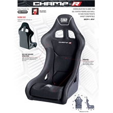 OMP Champ-R racestol i glasfiber medelstor godkänd enligt FIA 8855-1999